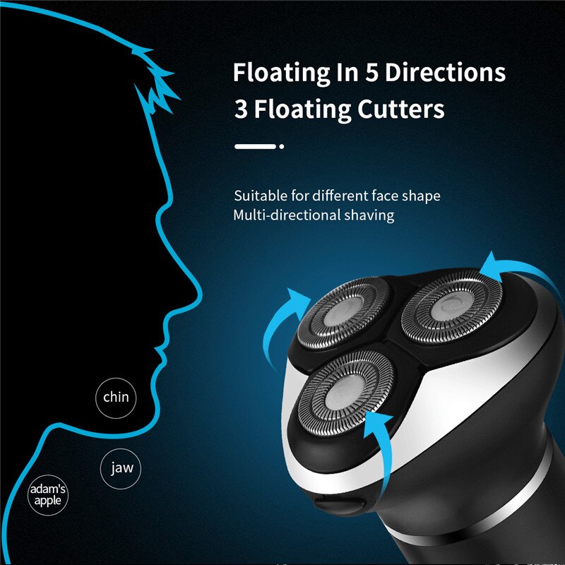 3 In 1 Electric Hair Shavers For Men Nose Beard Ear Trimmer Hair Clippers 3D Floating Blade Hair Cutter Razor Machine