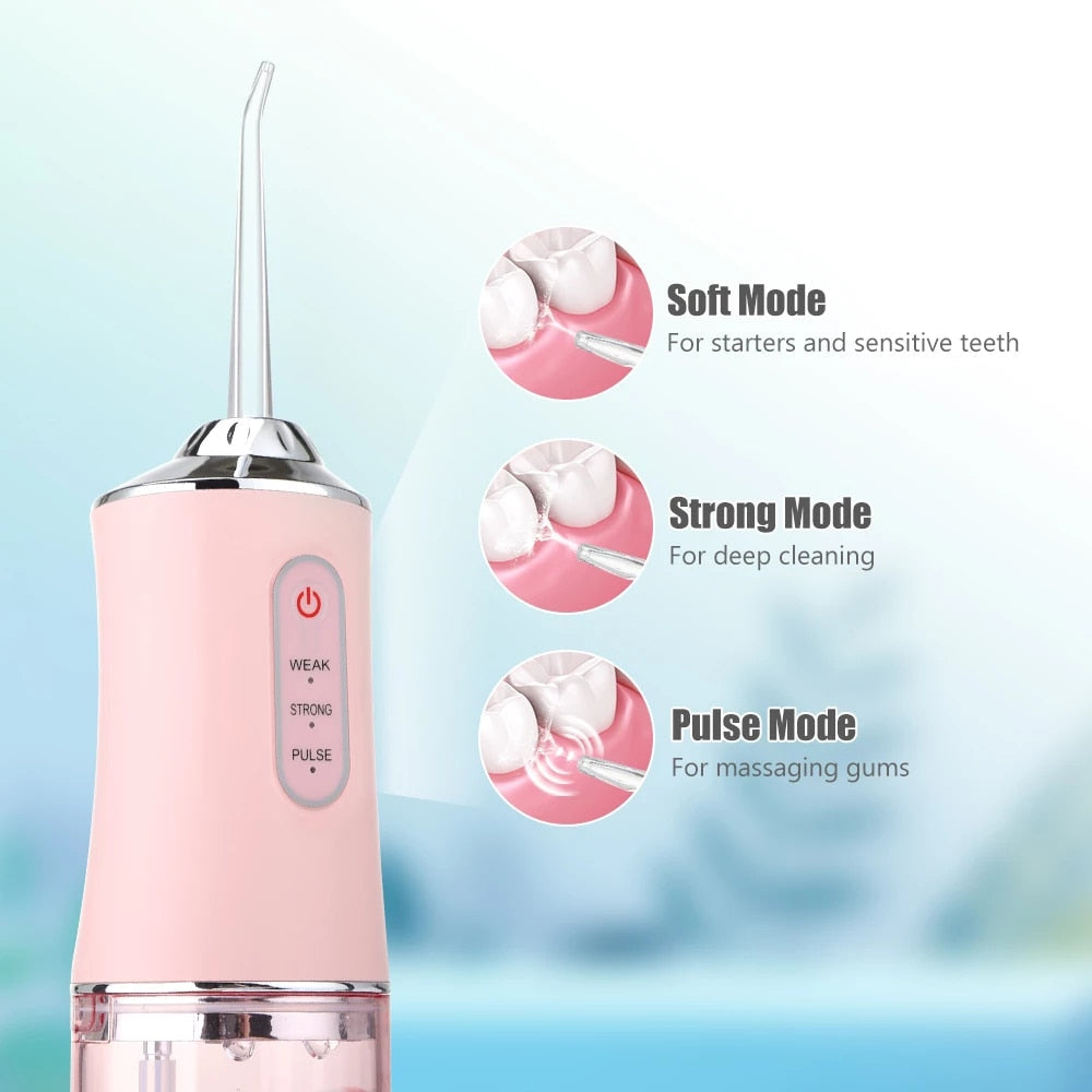 300ML Portable Oral Irrigator Dental Water Flosser Water Jet Toothpick Waterproof 3 Modes USB Rechargeable Teeth Cleaner