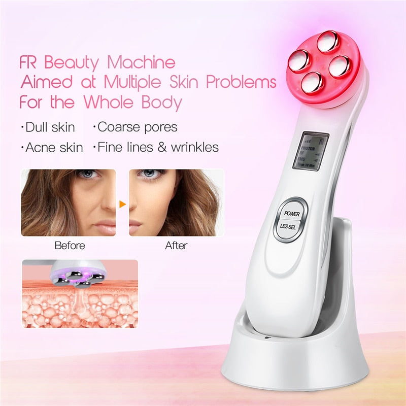 Facial Electroporation RF Radio Frequency LED Photon Face Lifting Tighten Wrinkle Removal Face Massager