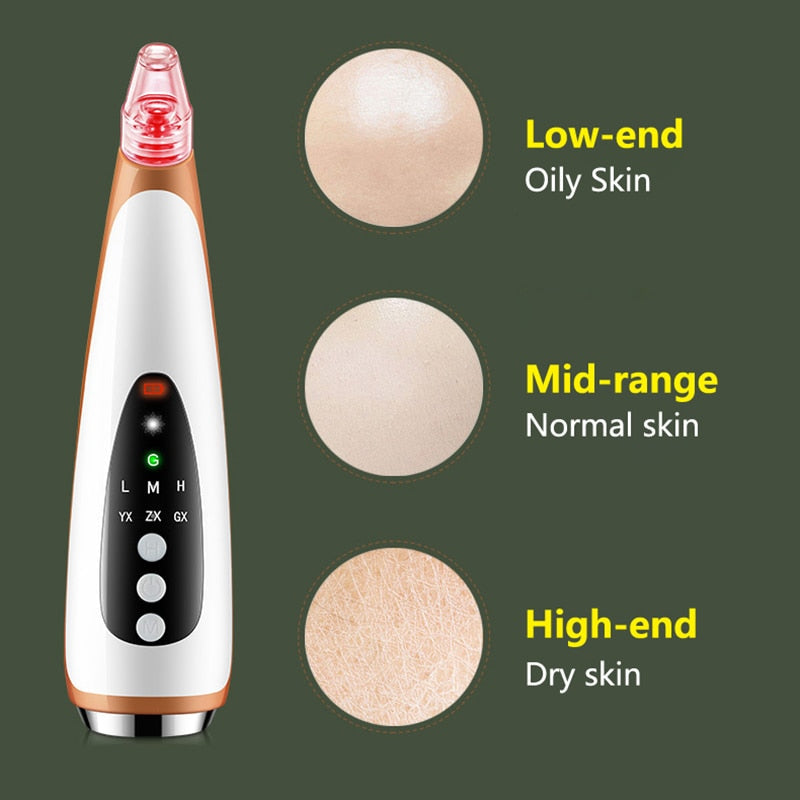 Electric Blackhead Remover Black Head Vacuum Pore Cleaner Heating Vacuum Suction Diamond T Zone Pimple Removal Beauty Device