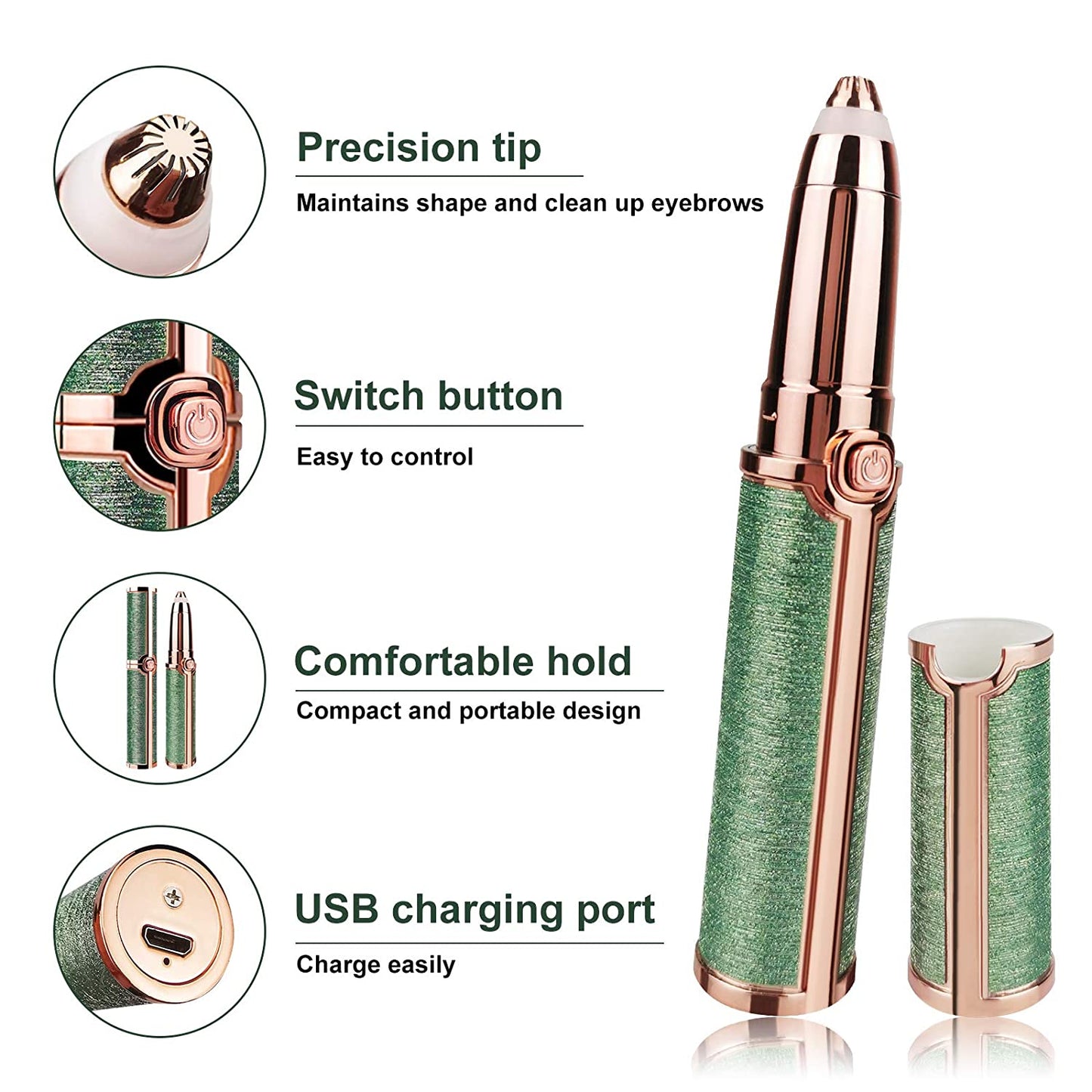 Eyebrow Trimmer Pen Makeup Facial Epilator Painless Portable Women's Shaver Electric Razor Body Hair Removal for Women