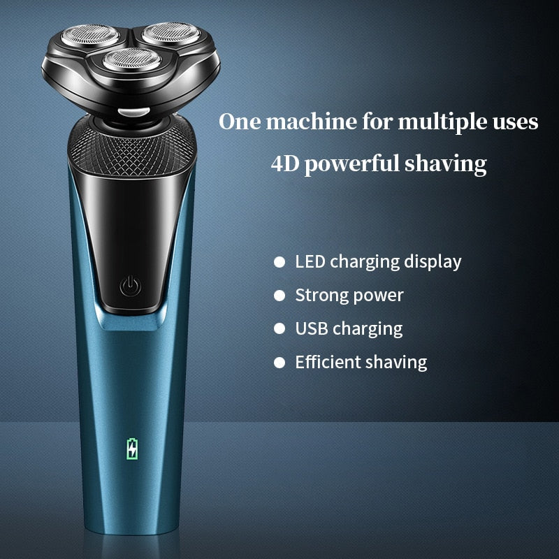 4 In 1 Electric Hair Shaver For Men Ear Nose Beard Trimmer Haircut Razor Machine Waterproof Rechargeable 3D Head Blade Shaving