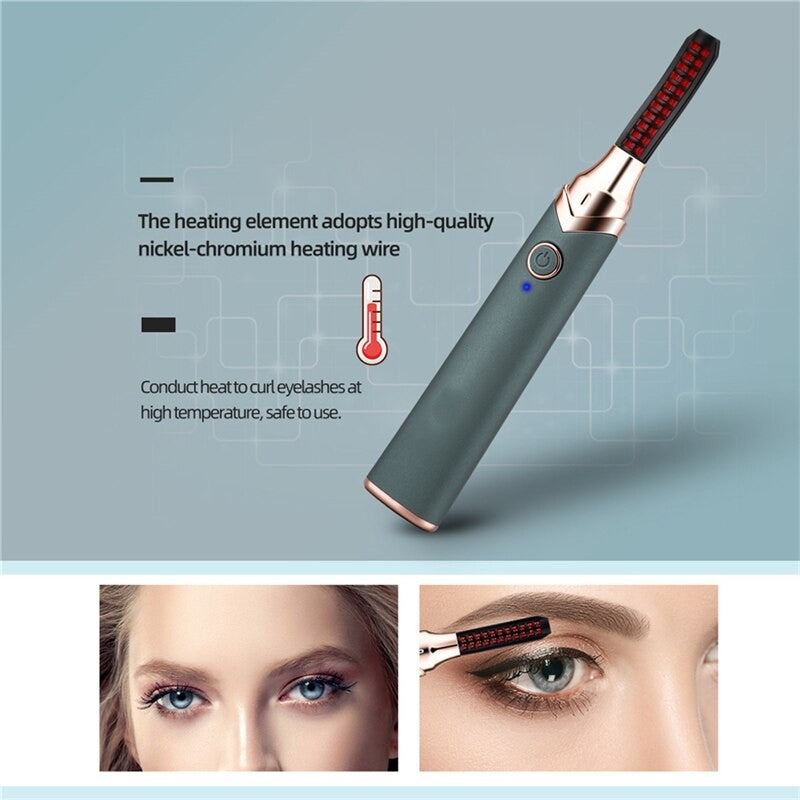 Electric Eyelash Curler Portable Makeup Heated Curved Eyelash USB Rechargeable Eye Lashes Curling Long Lasting Tools