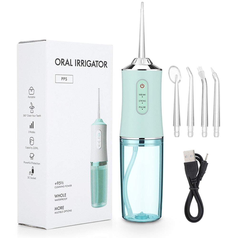 300ML Portable Oral Irrigator Dental Water Flosser Water Jet Toothpick Waterproof 3 Modes USB Rechargeable Teeth Cleaner