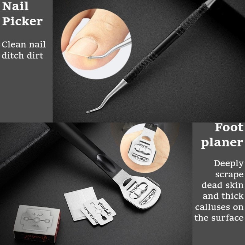 10 Pcs Professional Nail Cutter Pedicure Scissors Set Stainless Steel Eagle Hook Portable Manicure Nail Clipper Tool Set