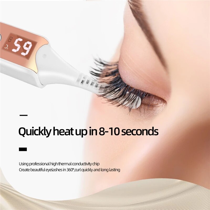 Portable Electric Heated Eyelash Curler Women Makeup Irons Brush Natural Curling Long Time Lasting Beauty Tools With LED Display