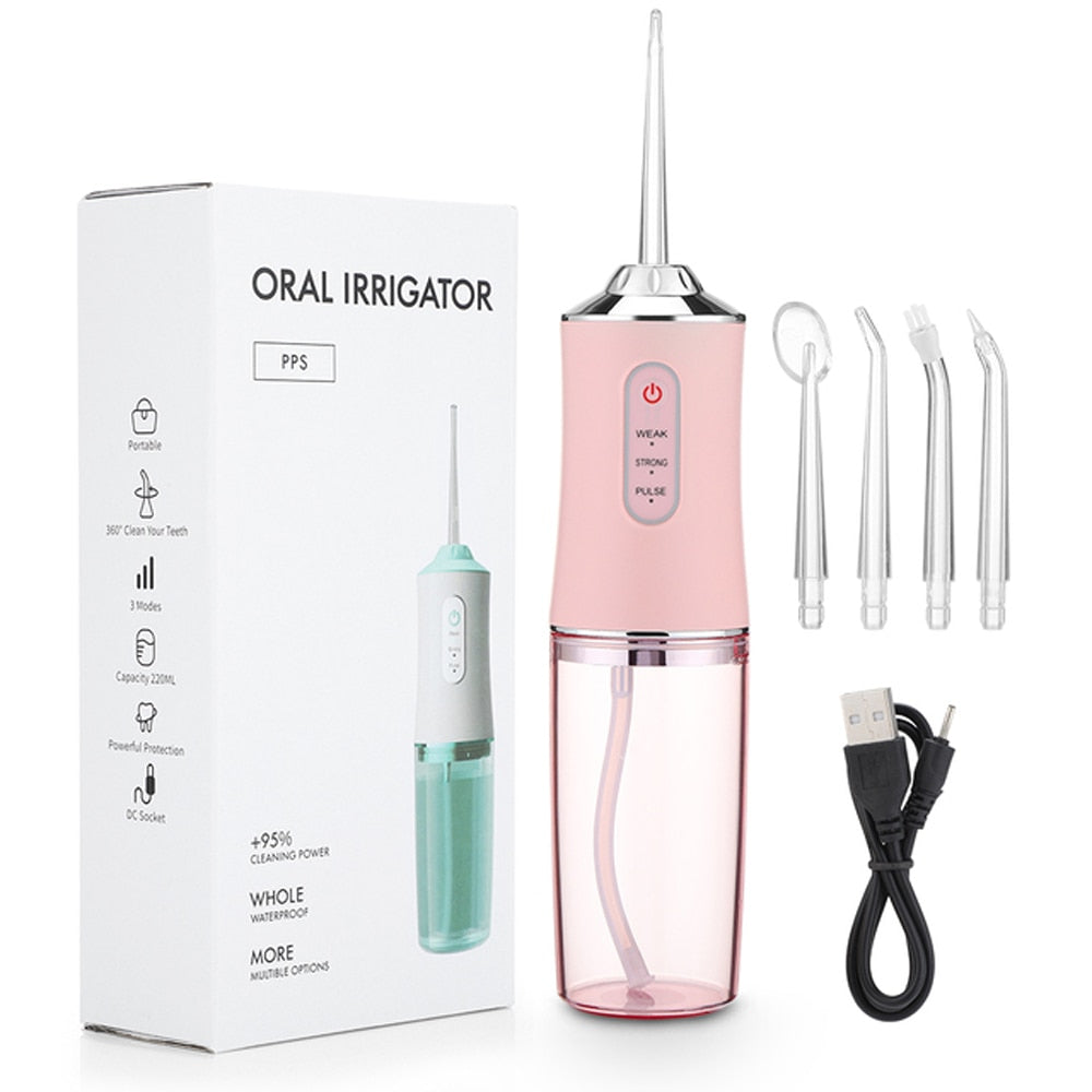 300ML Portable Oral Irrigator Dental Water Flosser Water Jet Toothpick Waterproof 3 Modes USB Rechargeable Teeth Cleaner