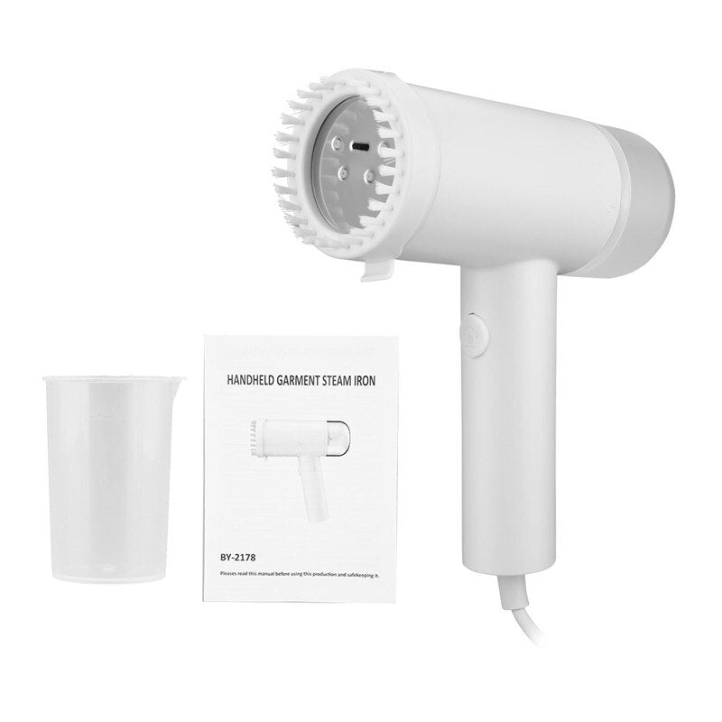 Handheld 1000W Powerful Steamer Brush Mini Electric Garment Cleaner Hanging Ironing Porous Nozzle Steamer Brush For Home Travel (White)