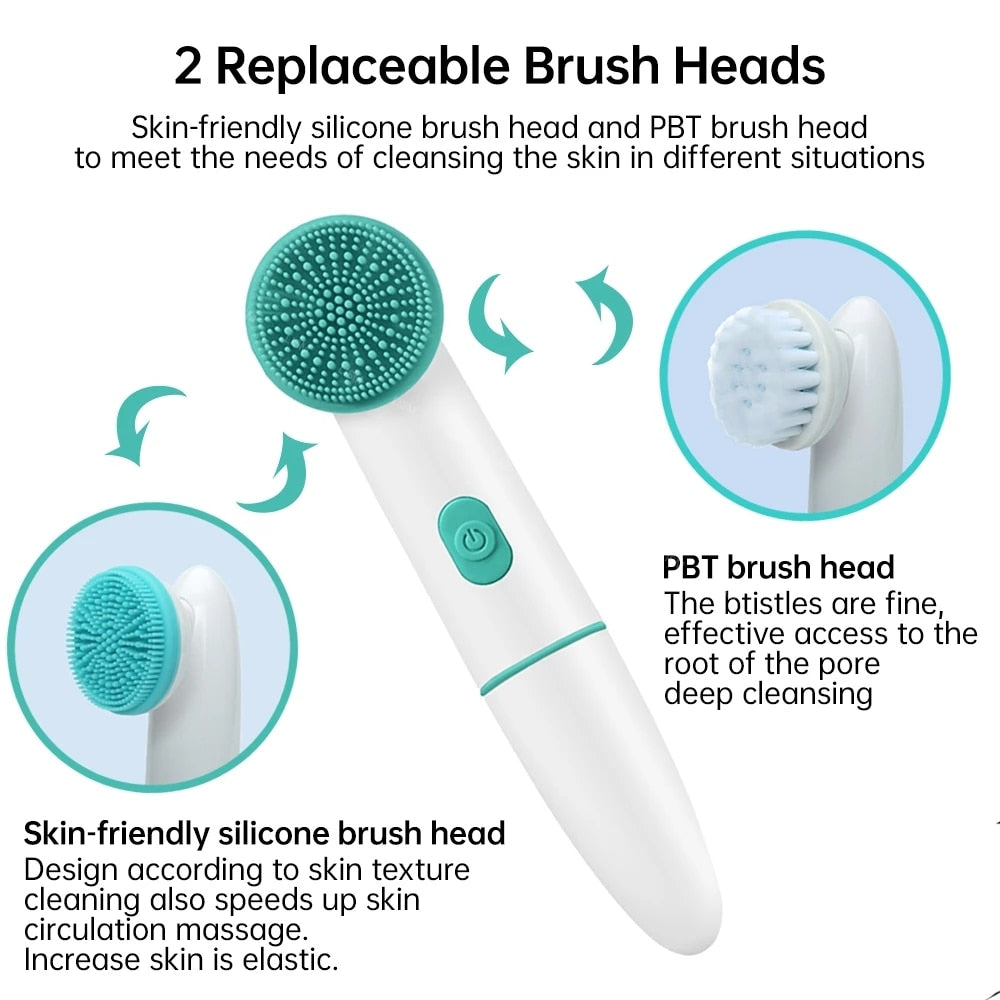 Electric Face Clean Brush Sonic Vibration Massage Facial Cleansing Blackhead Remover Deep Cleaning Washing Skin Care Tool