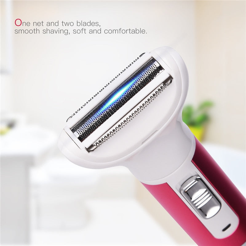 5 In 1 Electric Lady Shaver Painless Hair Removal Epilator Shaving Machine Beard Eyebrow Nose Trimmer Body Bikini Women Razor
