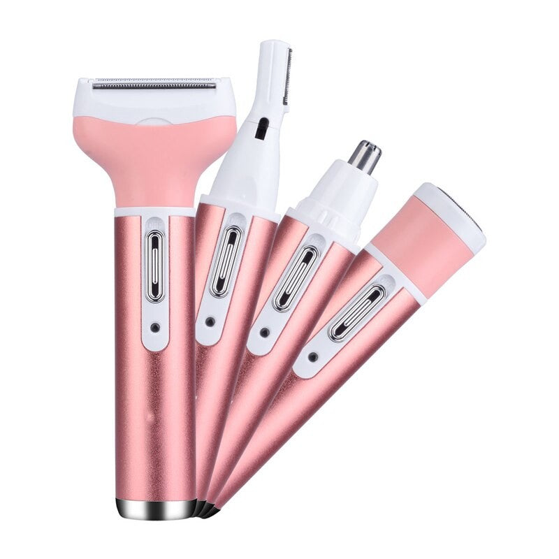 4 In 1 Rechargeable Lady Shaver Razor Eyebrow Trimmer Body Underarm Groomer Electric Epilator Hair Removal Bikini Shaving