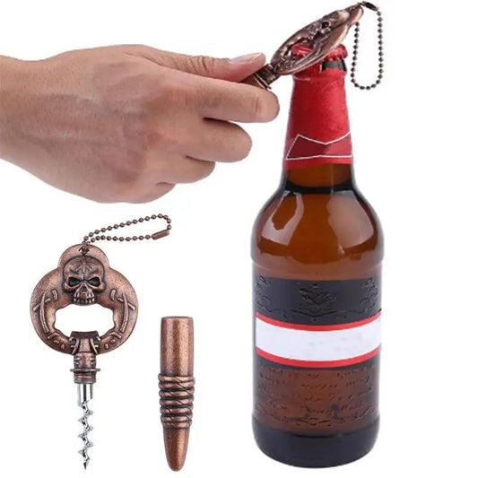 Creative Multi-function Beer Wine Bottle Opener Skull And Bullet Type Vintage Bronze Opener For Home Kitchen Bar