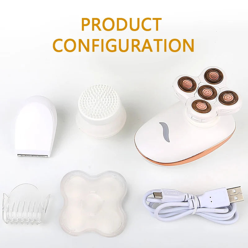 3 In 1 Lady Electric Shaver Painless Electric Hair Removal for Women Body USB Rechargeable with 5 Cutting Razor Blades