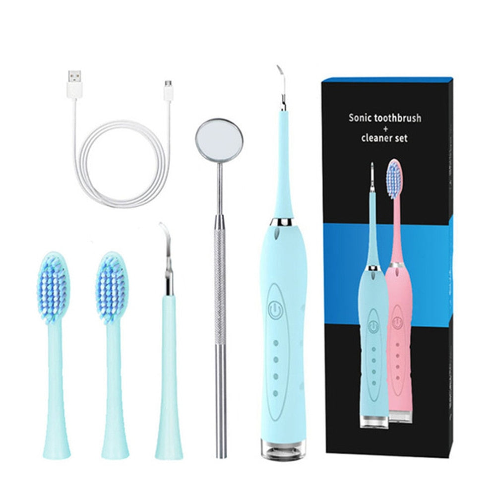 2 in 1 Sonic Dental Scaler Electric Toothbrush USB Rechargeable Tooth Calculus Remover Teeth Whiten Stains Tartar Cleaner