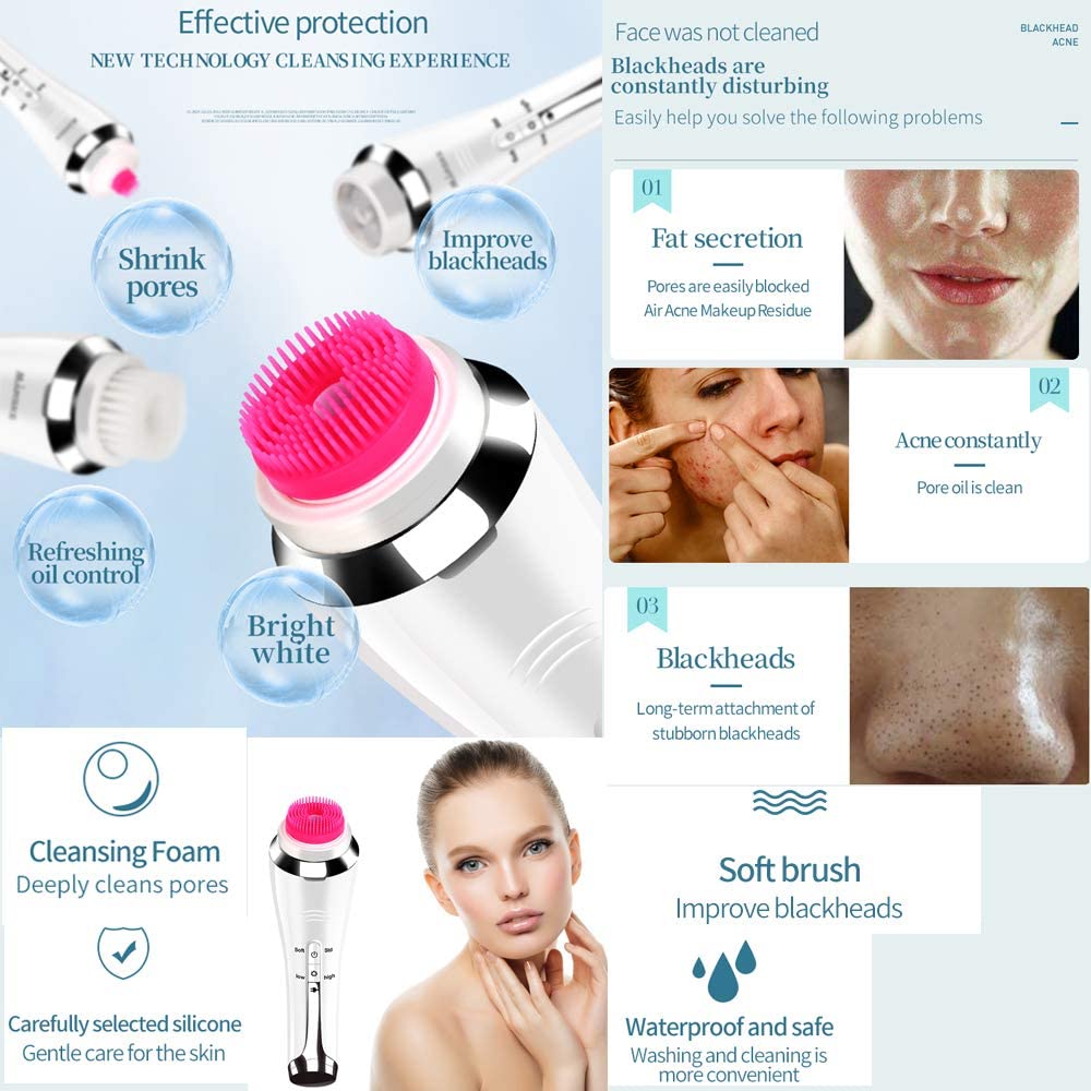 4 in 1 Electric Clearner Automatic Rotation Facial Cleansing Brush With Face Eye Massager Ultrasonic Spin Brush For Exfoliating