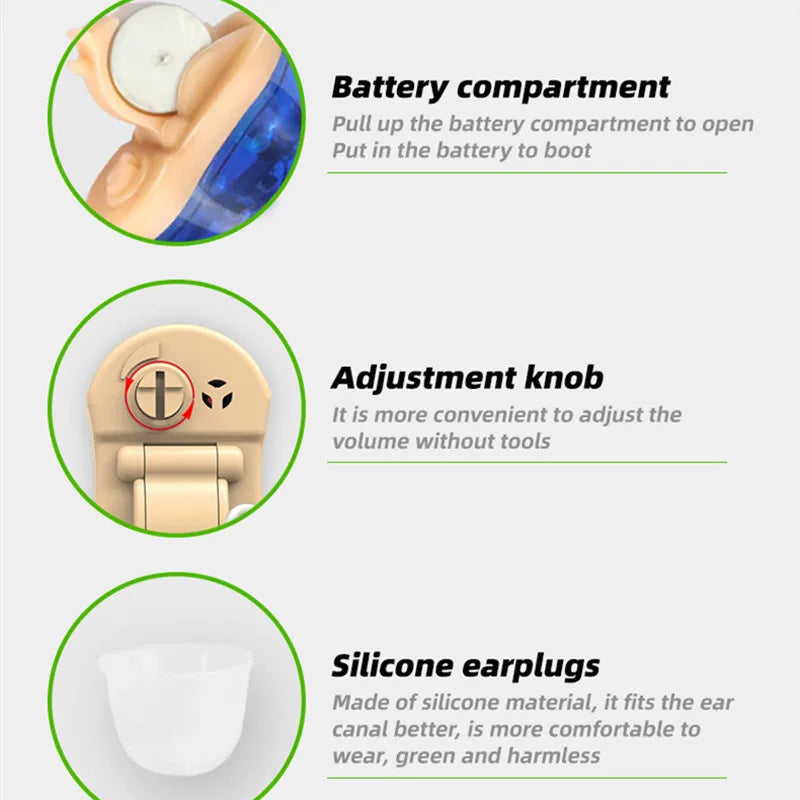 Invisible Hearing Aids for Deafness Sound Amplifiers Wireless Headphones Audio Amplifier Speaker