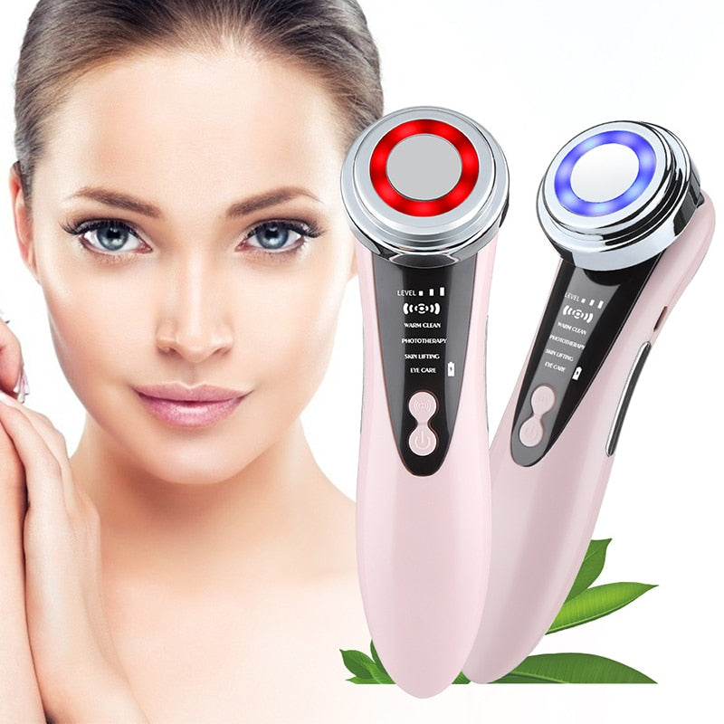 4 In 1 LED Face Massager Skin Rejuvenation EMS Facial Lifting Wrinkle Removal Skin Tightening Hot Cool Beauty Device