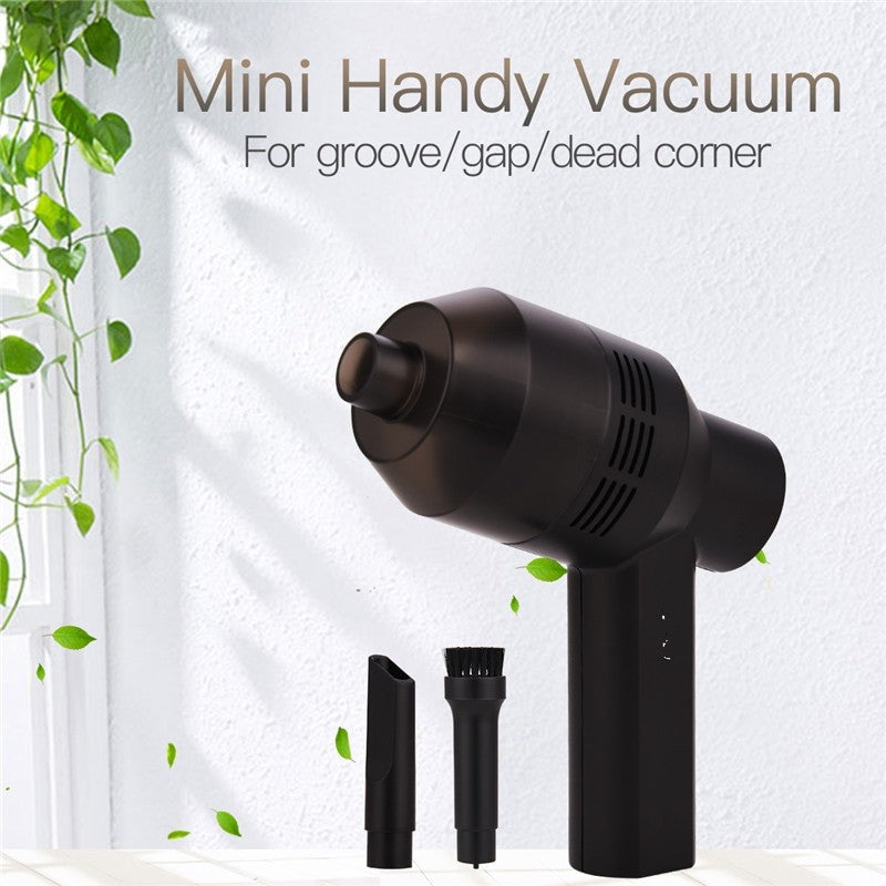 Mini Portable Car Handheld Vacuum Cleaner Cordless USB Rechargeable Vacuum Cleaner Keyboard Home Office Car Cleaning Machine (Black)