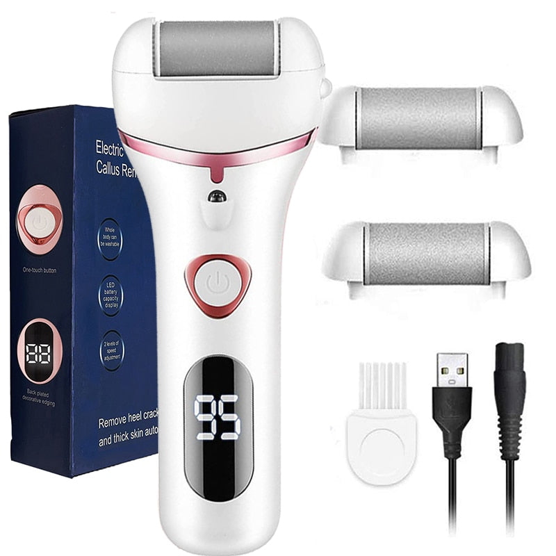 NEW  Electric Foot File Rechargeable Waterproof Hard Skin Remover Foot with 3 Rollers Foot Files for Hard Skin and Dead Skin