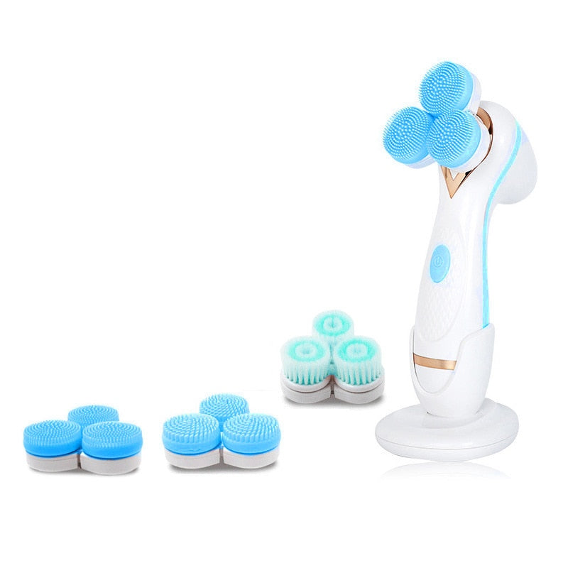 3 In 1 Electric Facial Cleansing Brush Rotating Deep Pore Cleaning Skin Peeling Blackhead Removal Exfoliation Cleanser