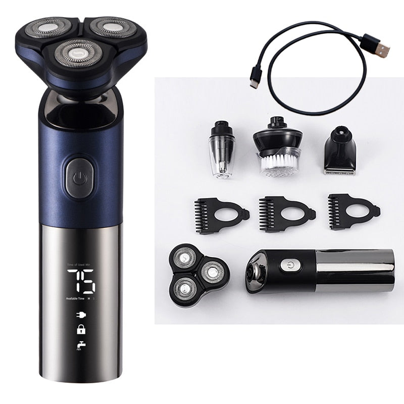 4 In 1 Men's Hair Shaver Electric Beard Nose Ear Trimmer Razor Machine LED Display Clippers Rechargeable Washable Shaving Tools