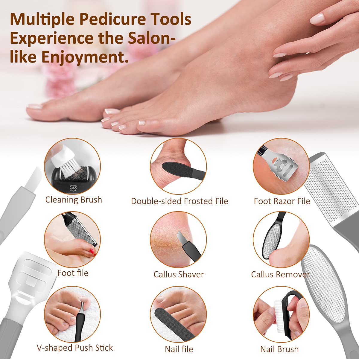 Portable Electric Grinder Pedicure Tools Foot Heel Care Tool Pedicura Velvet Smooth Machine Callus Remover for Foot Heel Skin