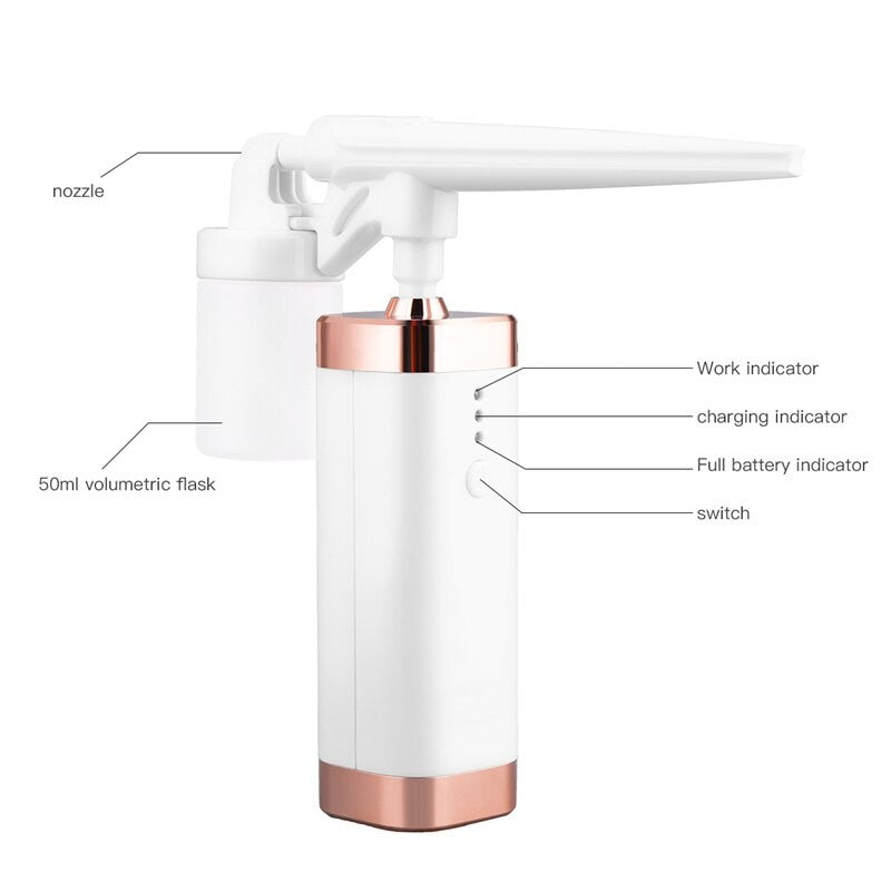 Portable Air Compressor Spray Gun 50ml USB Rechargeable Airbrush Facial Moisturizing Sprayer Mist