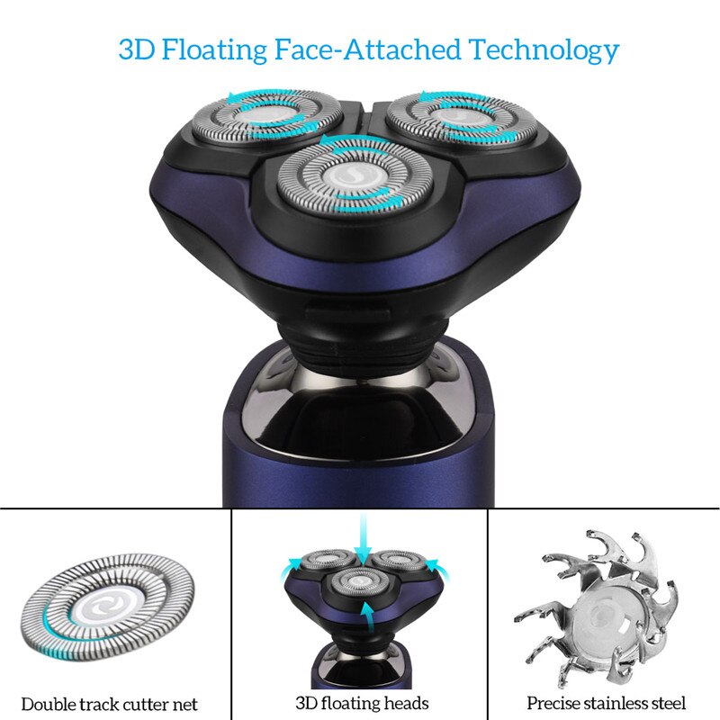 3D Waterproof Electric Shaver For Men Beard Trimmer Digital LED Display Wet&Dry Hair Cutting Blade Razor Machine With Smart Lock