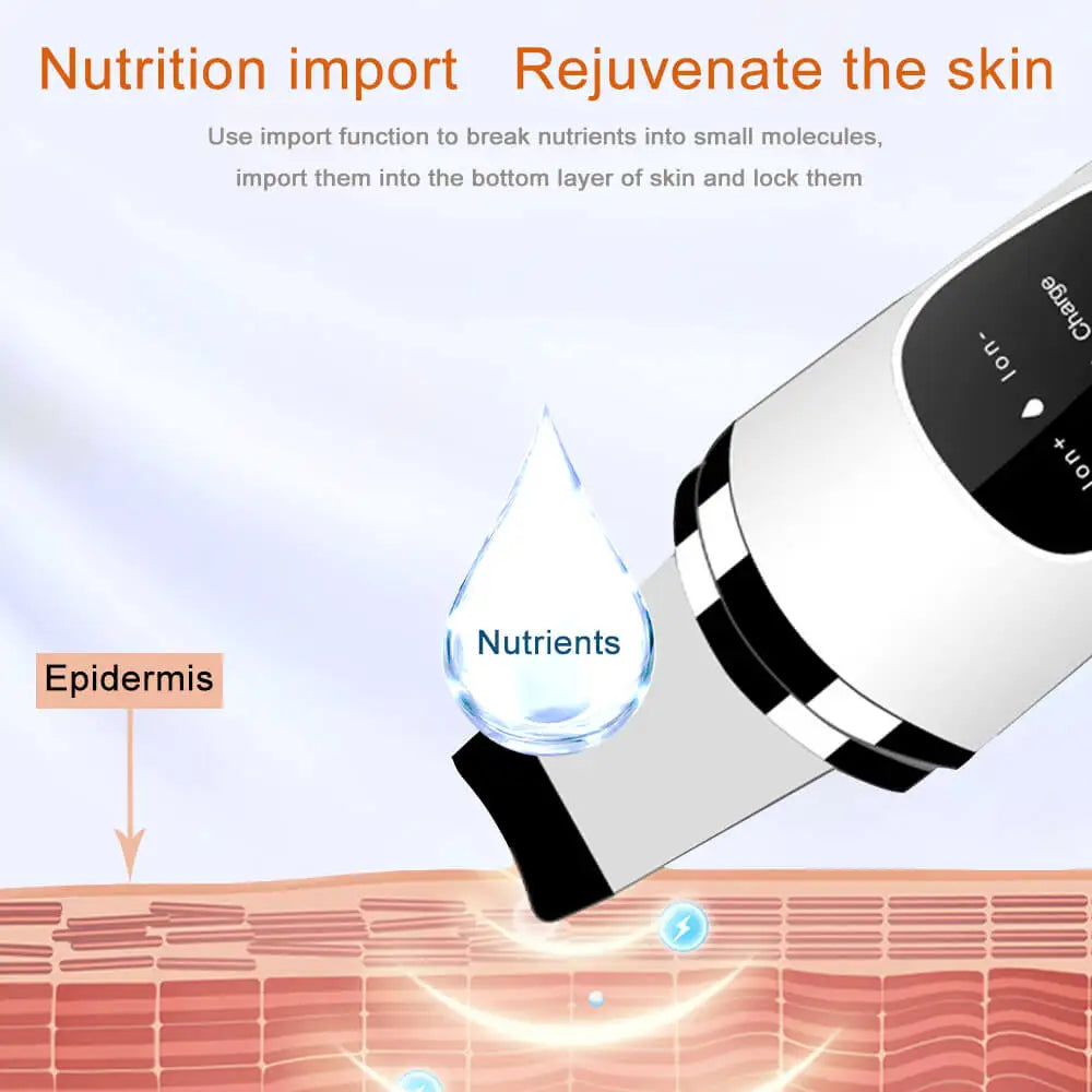Ultrasonic Skin Scrubber Deep Face Cleaning Vibration Blackhead Remover Peeling Shovel Clean Pore Reduce Wrinkles Beauty Device