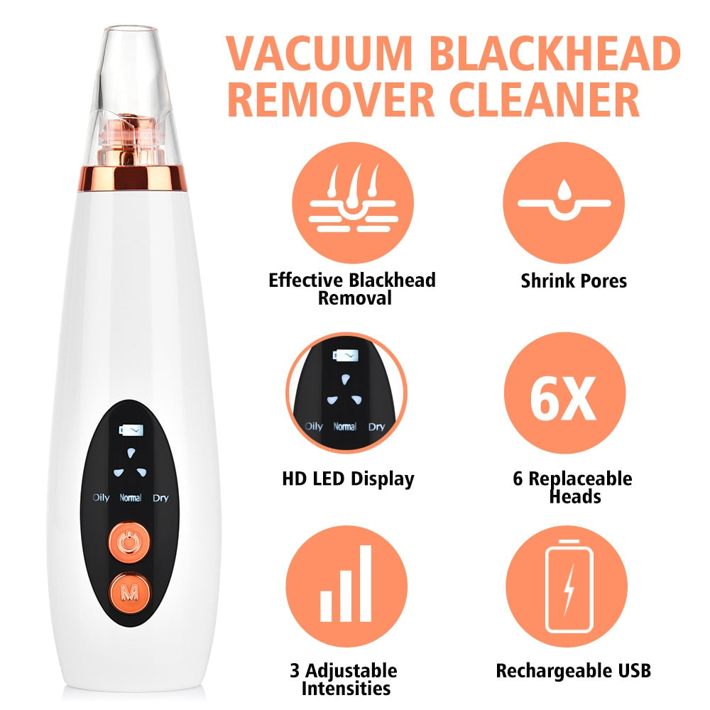 Facial Pore Cleaner Blackhead Remover Vacuum Suction Cleaner Pore Acne Pimple Extractor Removal Device Skin Care Beauty Tool