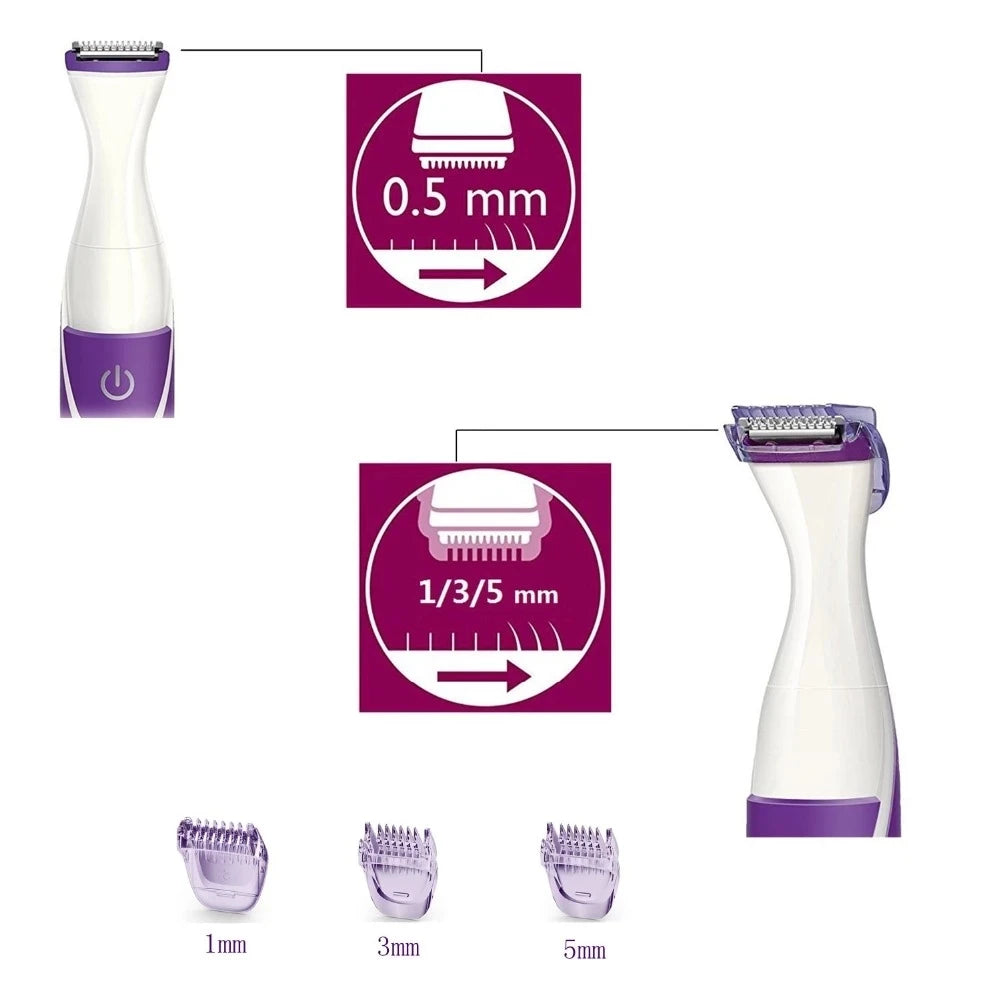 5in1 Perfect Bikini Trimmer Kit Precision Facial Electric Hair for Women Shaver Micro Epilator Battery Underarm