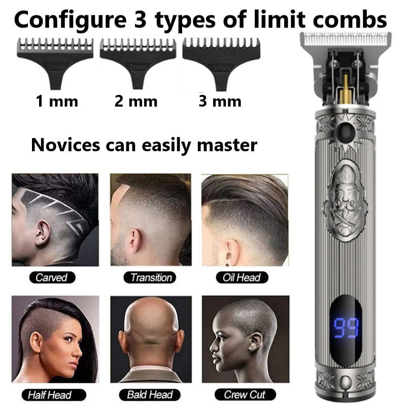 Barber Shop Oil Head 0mm Electric Hair Trimmer Professional Haircut Shaver Carving Hair Beard Machine Styling Tool