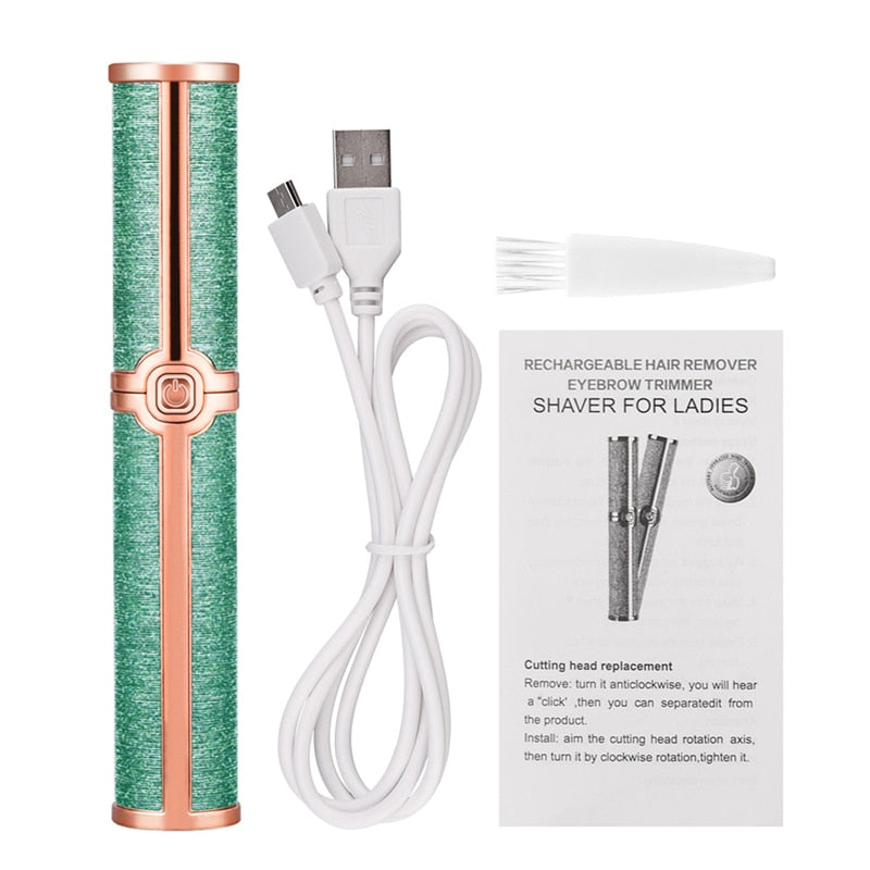 Portable Electric Eyebrow Trimmer Women Eye Brow Hair Remover Epilator USB Rechargeable Face Lips Shaver Lipstick Shape Haircut