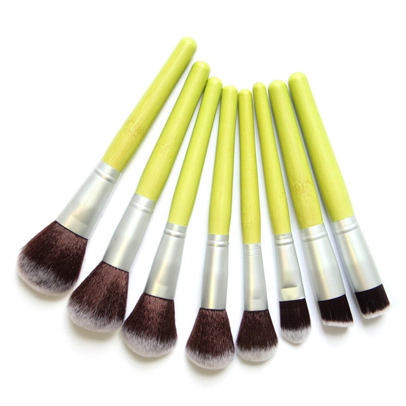 Green Bamboo Makeup Brushes Full Set Eco-friendly Powder Blush Concealer Foundation Blooming Eyeshadow Make Up Kit Tool