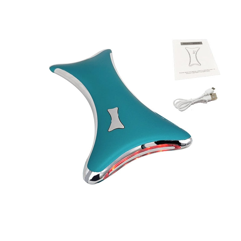 Electric Guasha Scraping Massager 2 in 1 Massage and Warm Mode Face Lifting Slimming Tool LED Light Facial Massager Machine