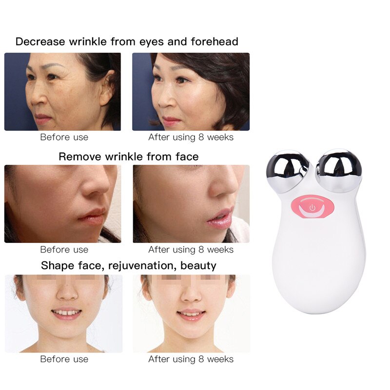 EMS Face Lifting Microcurrent Roller Massager Portable Anti Wrinkle Facial Skin Tightening Slimming Machine Cellulite Massage