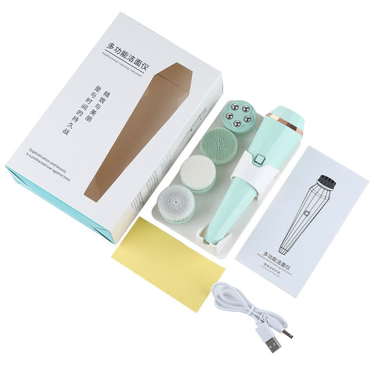 4 in 1 Electric Facial Cleanser Wash Face Cleaning Machine Skin Pore Cleaner Body Cleansing Massage Mini Beauty Massager Brush