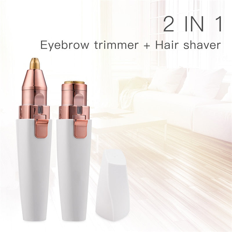2 In 1 Electric Eyebrow Trimmer Female Women Epilator Eye Brow Lip Hair Removal Mini Painless Face Whole Body Shaver Depilador