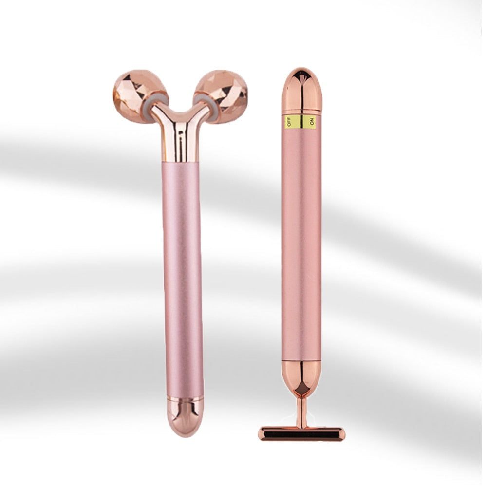 24k Gold Energy Beauty Bar Facial Face Massager 3D Roller Electric Sonic Energy & T Shape Arm Eye Nose Head Massager Face Lift