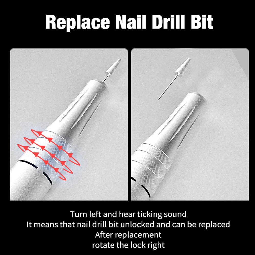 New Rechargeable Electric Cordless Nail Drill Machine 35,000 RPM & UV Gel Nail Dryer Lamp Salon Expert Nail Art Manicure Tools