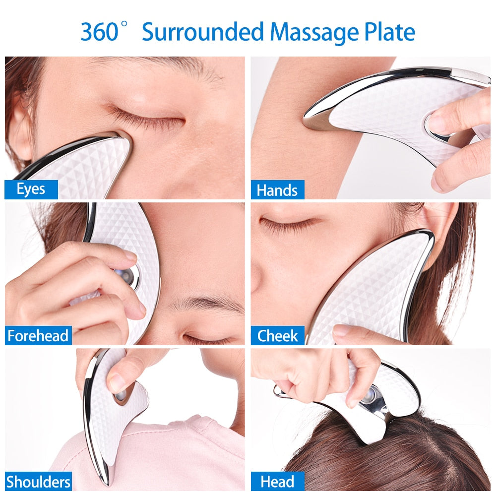 Electric Facial Scraper Red Blue LED Light Face Lift Devices GuaSha Massagers Wrinkle Removal Home Beauty Devices Face Skin Care