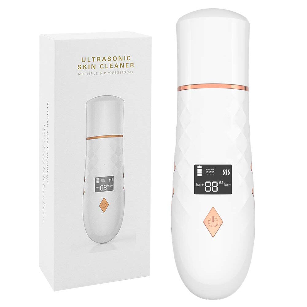 EMS Skin Scrubber Ultrasonic Facial Skin Spatula Heating Facial Cleansing Blackhead Remover Extractor Face Cleaning Tool