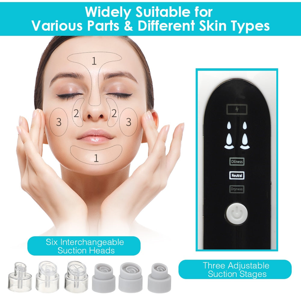 Blackhead Remover Vacuum Suction Rechargeable Small Bubble Black Head Pore Cleaner Acne Skin Care Electric Face Nose Cleanser