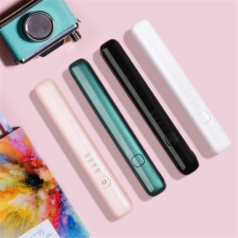 USB Rechargeable Portable Mini Wireless Curling Iron Dual-Purpose Four-Speed Temperature Regulating Hair Straightener