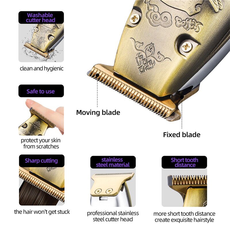 Chargeable Electric Hair Cutting Machine Hair Beard Clipper Men's Shaver Mute Trimmer Barber Professional hair Clipper