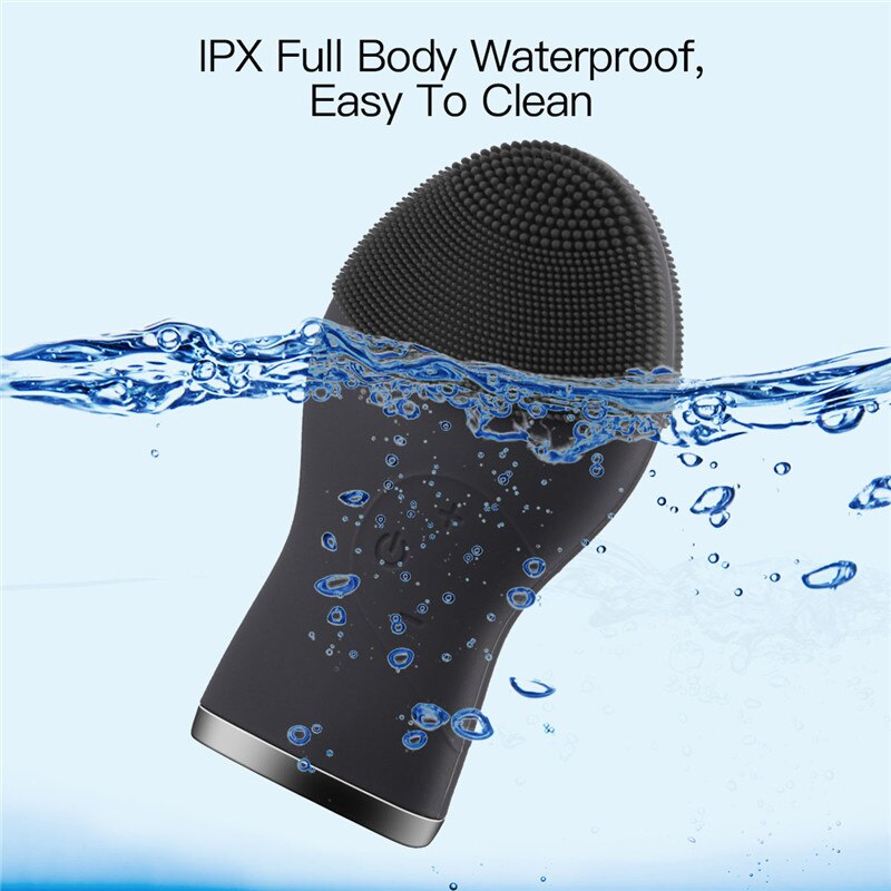 Electric Facial Cleansing Brush For Men USB Rechargeable Sonic Face Cleanser Massager Waterproof Face Skin Care Tools (Black)