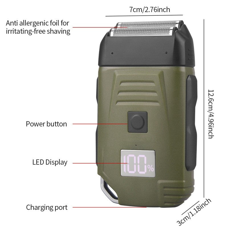 Men's Shaver Beard Hair Trimmer Electric Razor 2 Floating Shaver Head with Led Screen Usb Rechargeable Shaving Machine