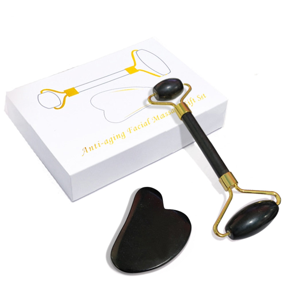 GuaSha Massage Roller Scraper Natural Rose Quartz Face Lifting Body Massager Gouache Relaxation Anti Wrinkle Beauty Tool