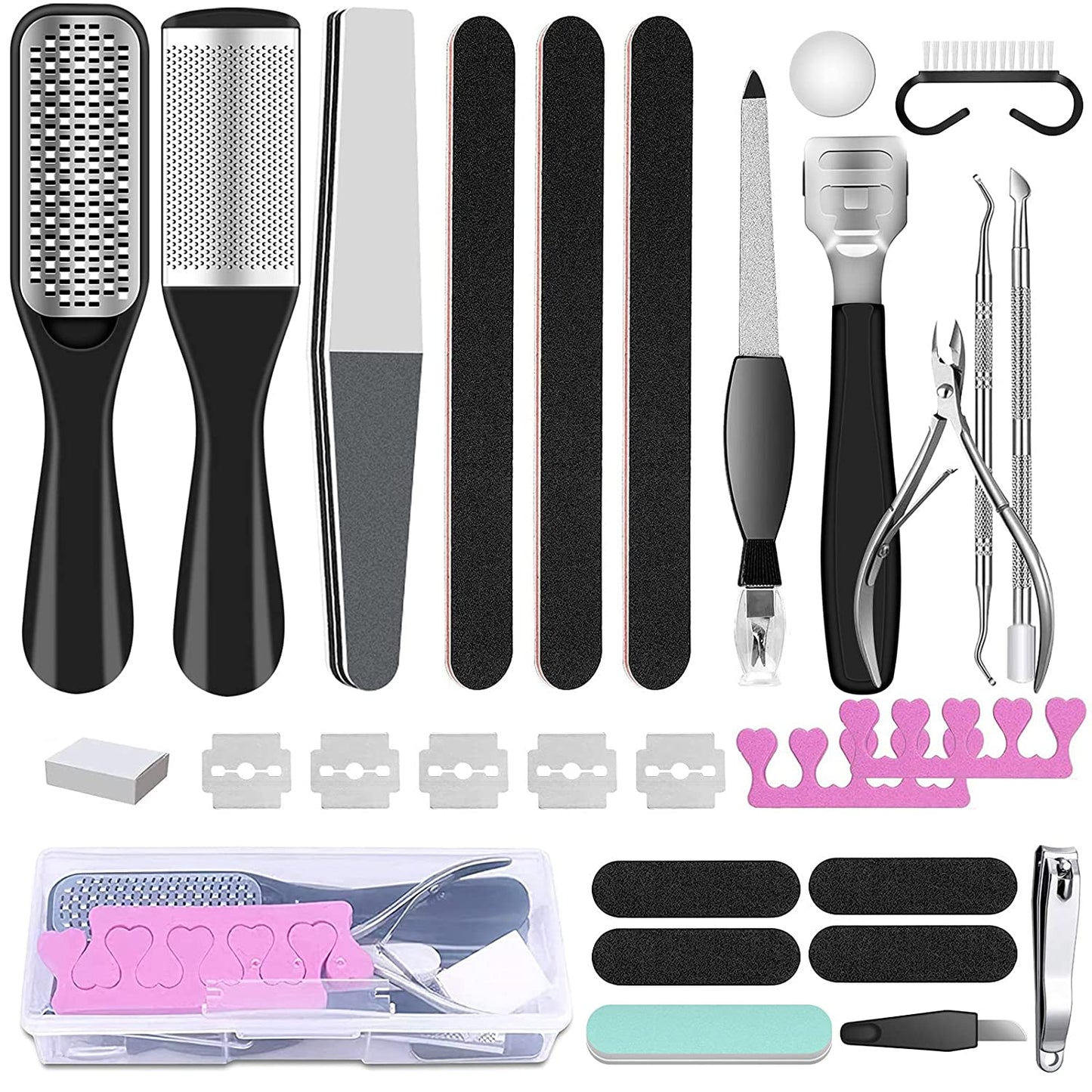 23 in 1 Professional Pedicure Tools Set Foot Care Scrubber Pedicure Kit Manicure Foot Nail Tools Supplies Set for Woman Man Feet