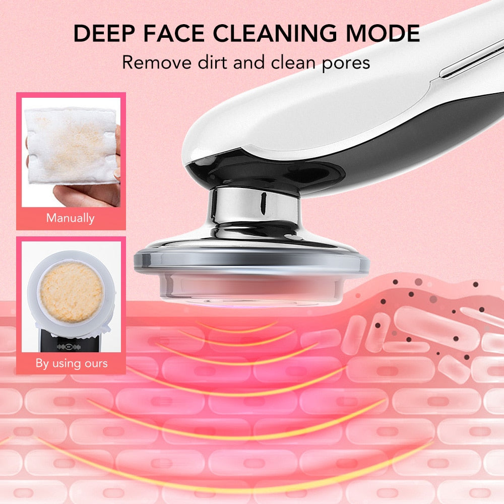 7 in 1 EMS Facial Lifting Device Radio Frequency LED Photon Skin Rejuvenation Anti Aging Pores Cleaner Face Massager